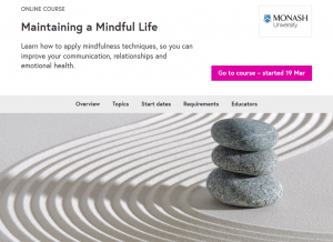 Page du MOOC "Maintaining a mindful life"